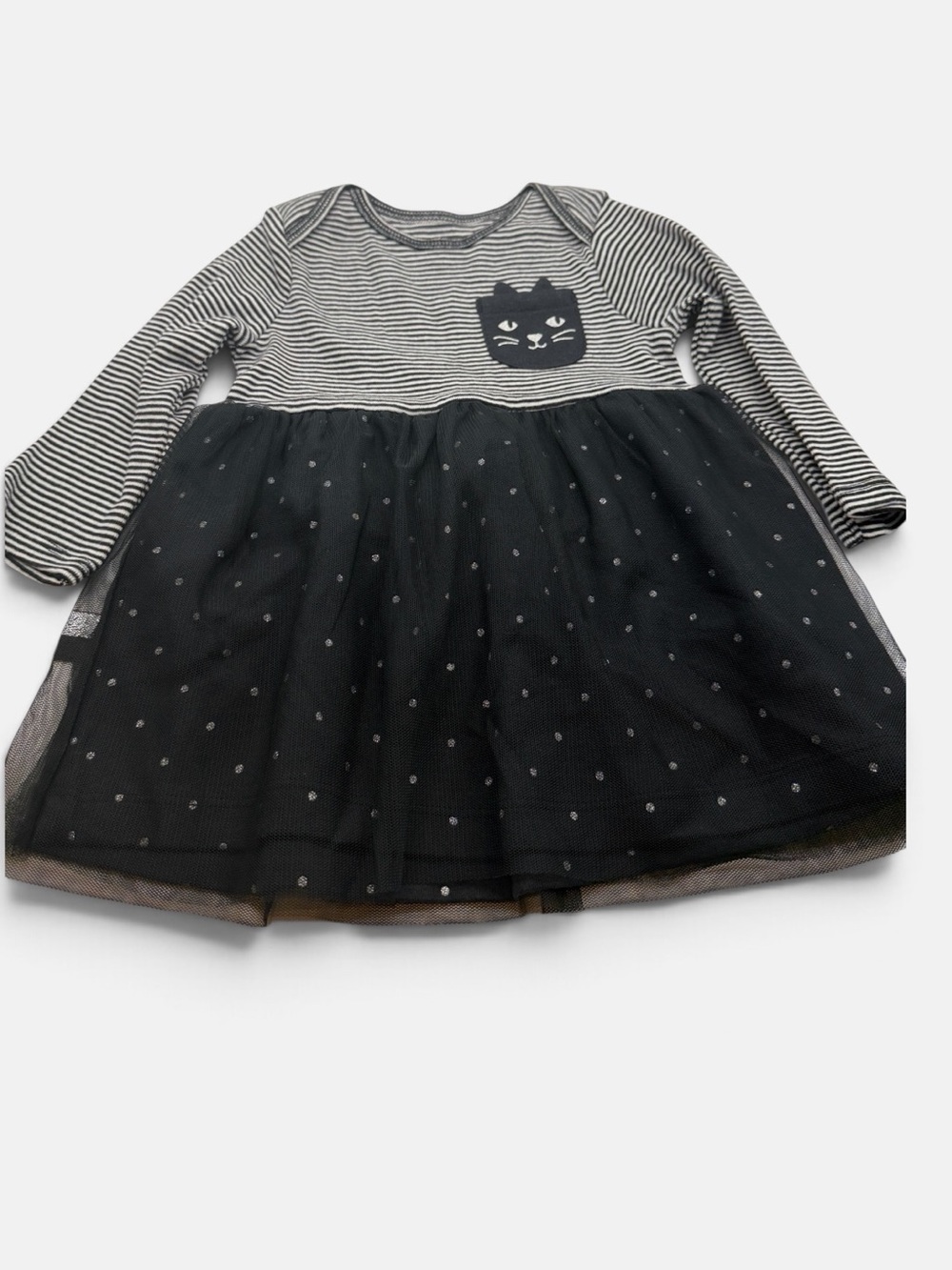 Carter's child of mine witchy layered tulle sparkle black cat dress size 3-6 mos